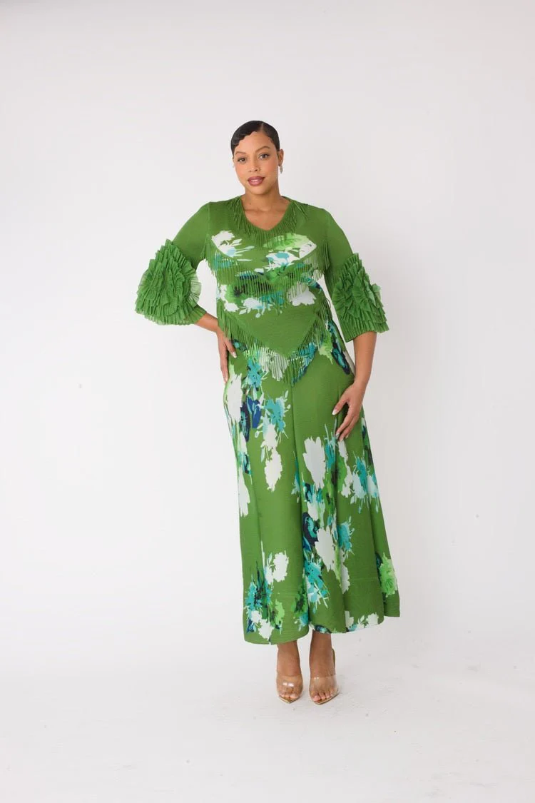 Floral Print Pleated Midi Dress - 82678 - Image 5