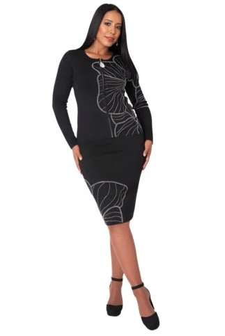 Floral Rhinestone Knit Skirt Set - 5345 - Image 2
