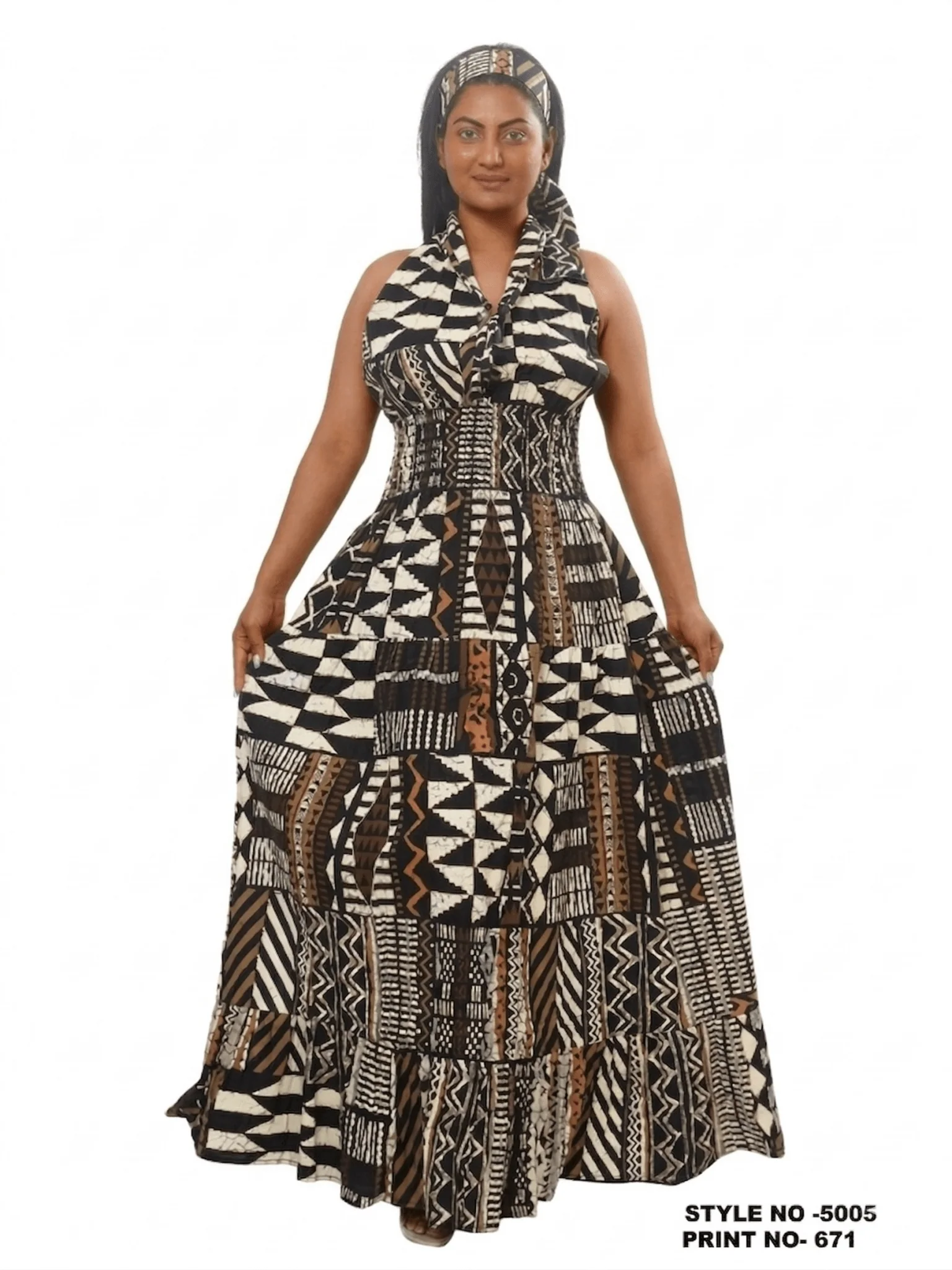 Geometric Print Halter Maxi Jumpsuit - Image 2