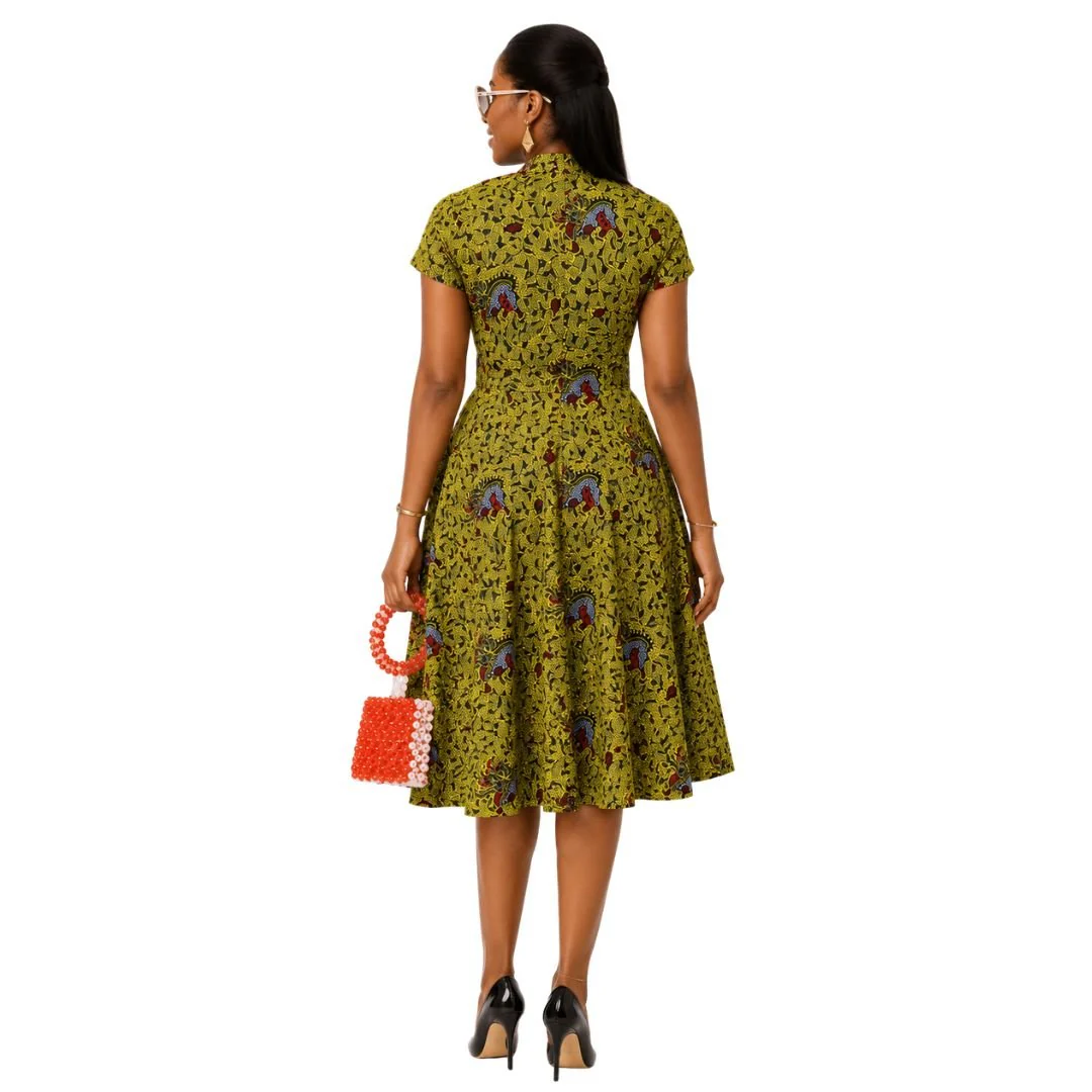GINA AFRICAN PRINT MIDI DRESS [MULTICOLOR] - Image 3