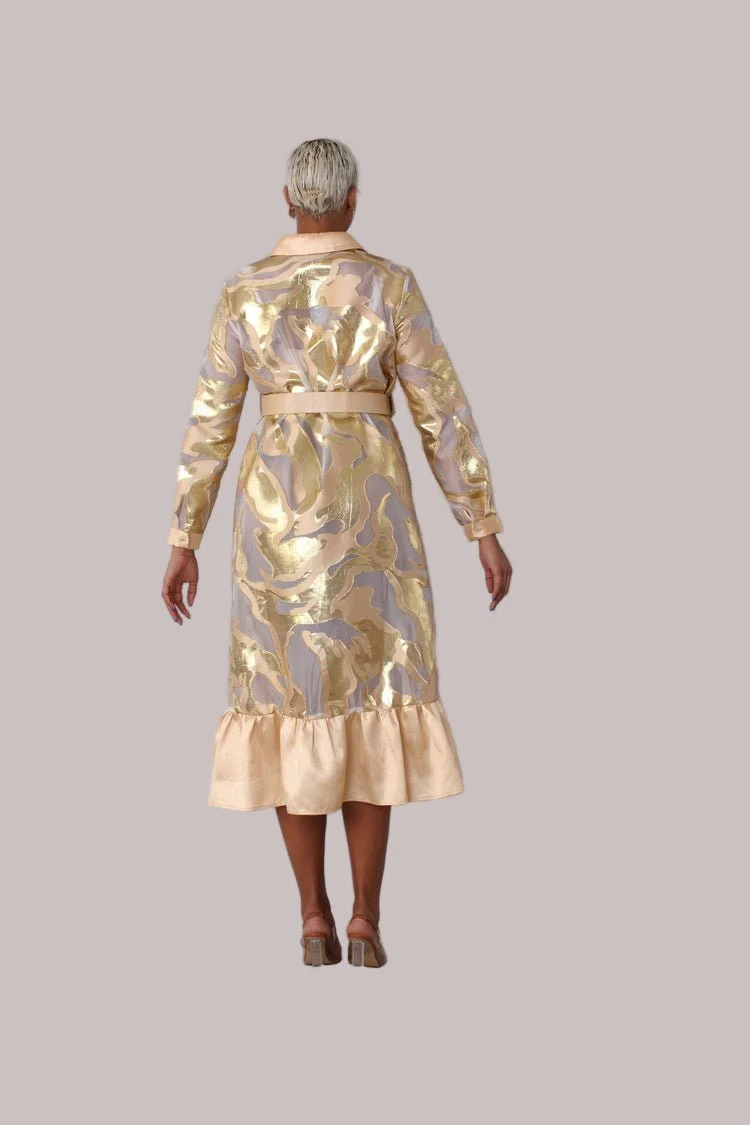 Gold Metallic Organza Dress -82210 - Image 3