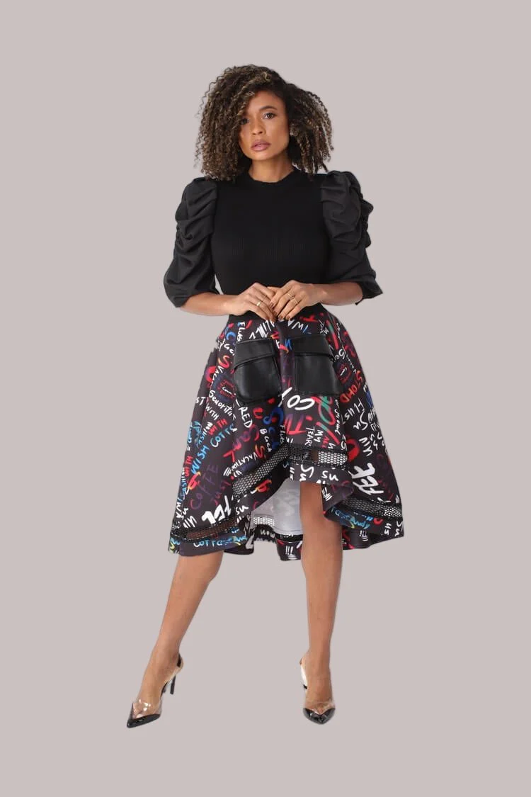 Graphic Scuba Skirt with Netting- 82001 - Image 2