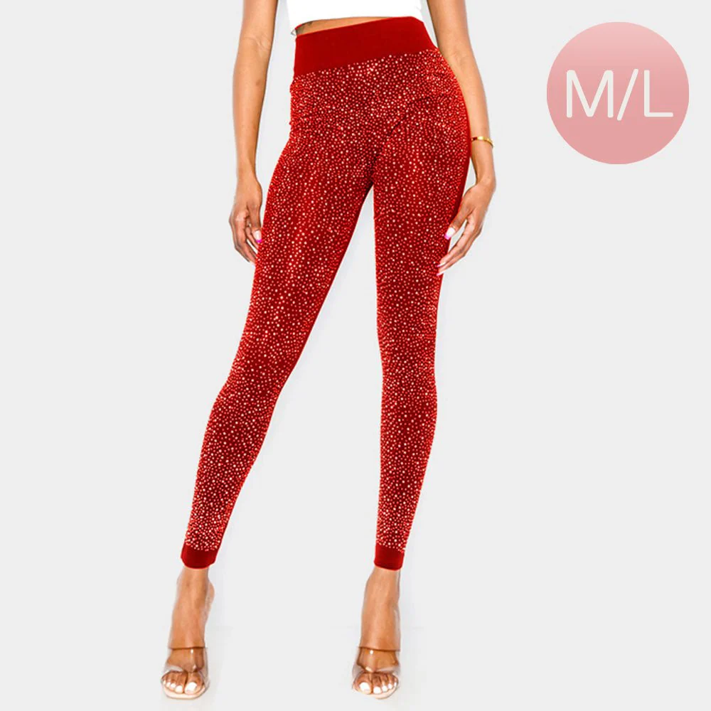 High-Waisted Bling Studded Leggings - Image 2