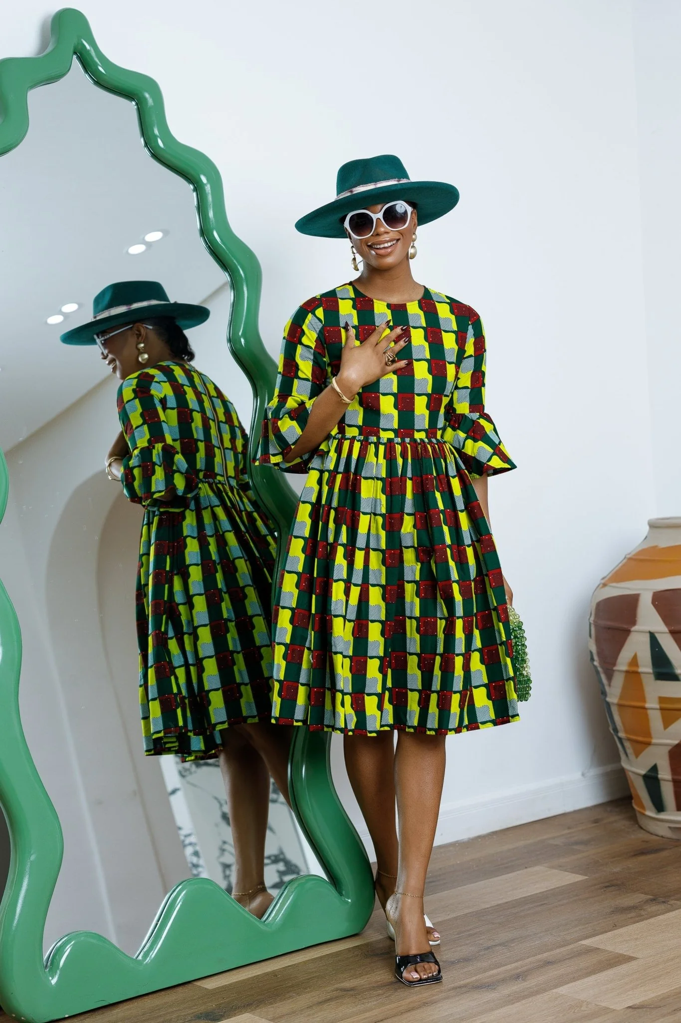 IRENE AFRICAN PRINT MIDI DRESS [MULTICOLOR] - Image 2