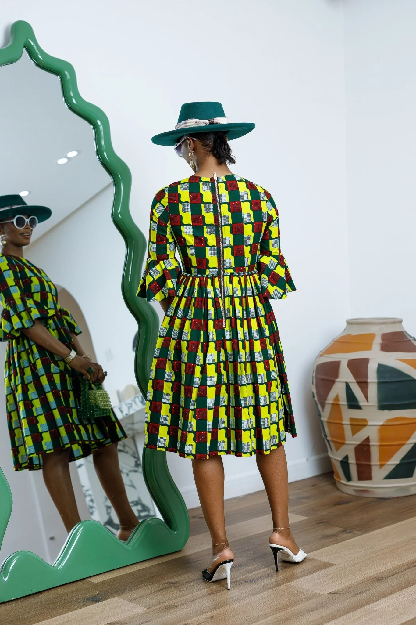 IRENE AFRICAN PRINT MIDI DRESS [MULTICOLOR] - Image 4