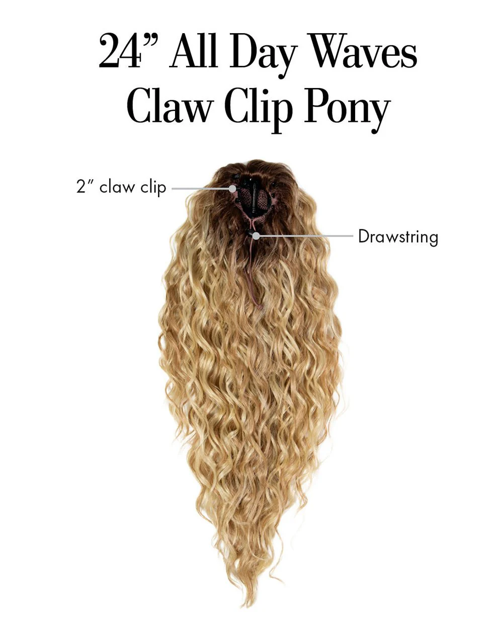 24" Curly Mermaid Wave Claw Clip Ponytail by Kim Kimble - Image 3