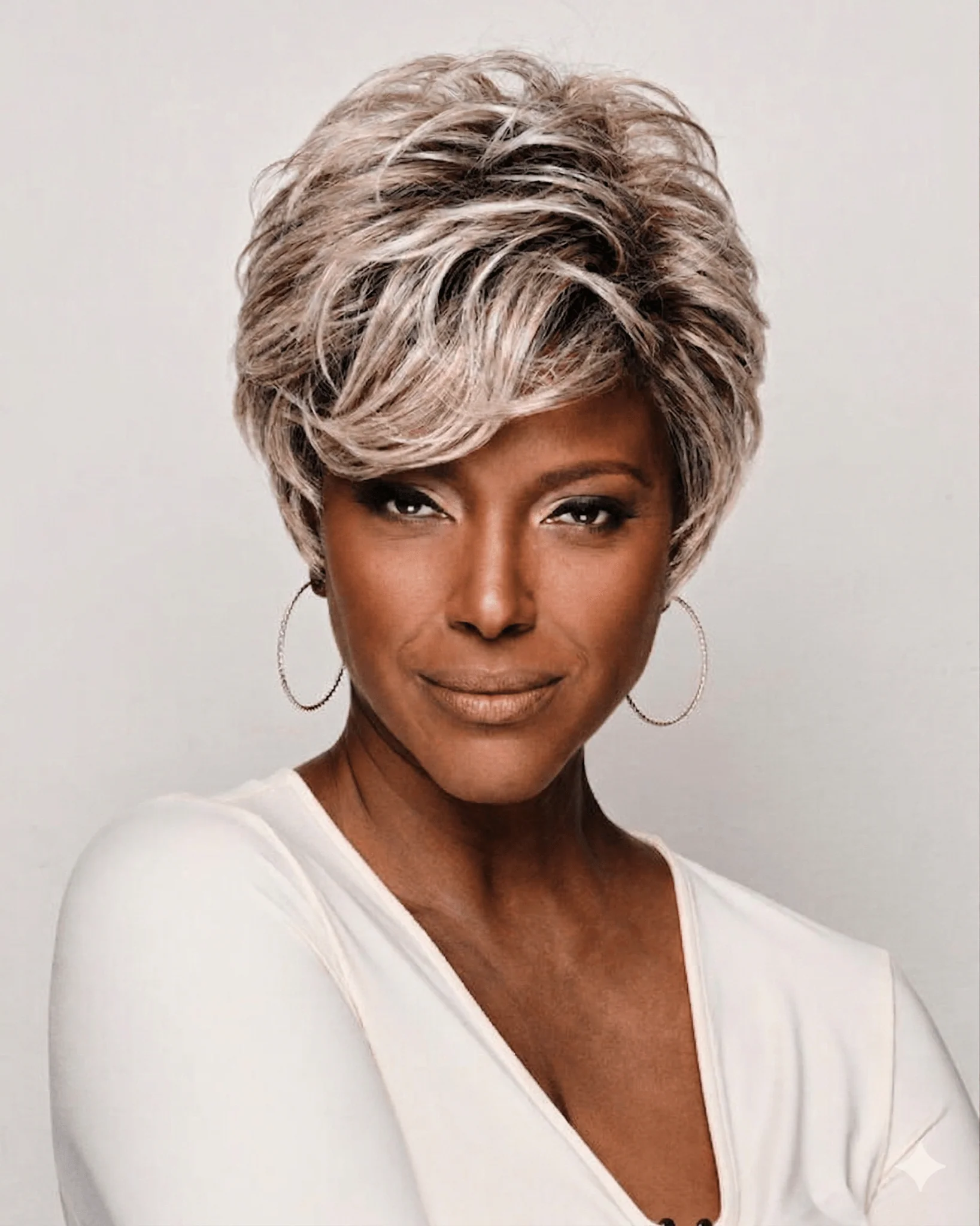 Simone Short Layered Silver Lace Front Wig by Kim Kimble