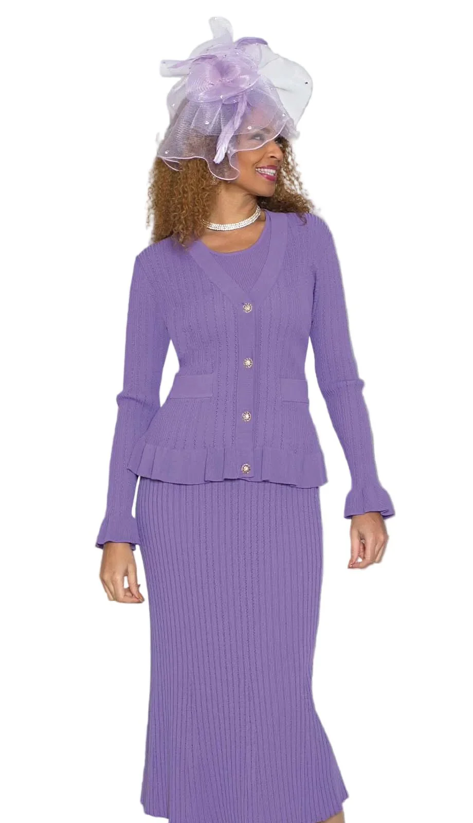 Lily & Taylor Ribbed Peplum Knit Skirt Set in Brilliant by Lily & Taylor