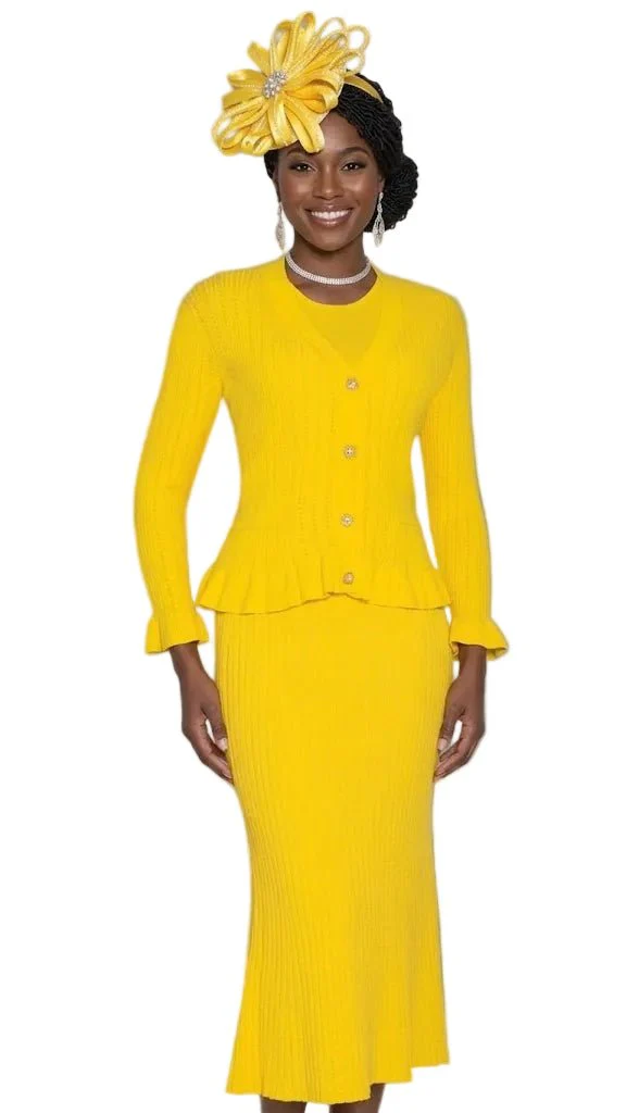 Lily & Taylor Ribbed Peplum Knit Skirt Set in Brilliant by Lily & Taylor - Image 3