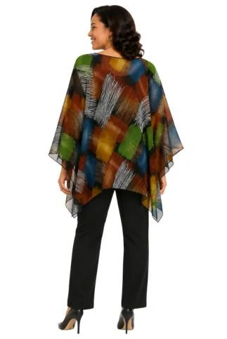 Abstract Patchwork Chiffon Blouse - Lior - Image 2