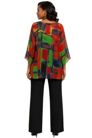 Multi Green Abstract Sheer Blouse - Lior - Image 2