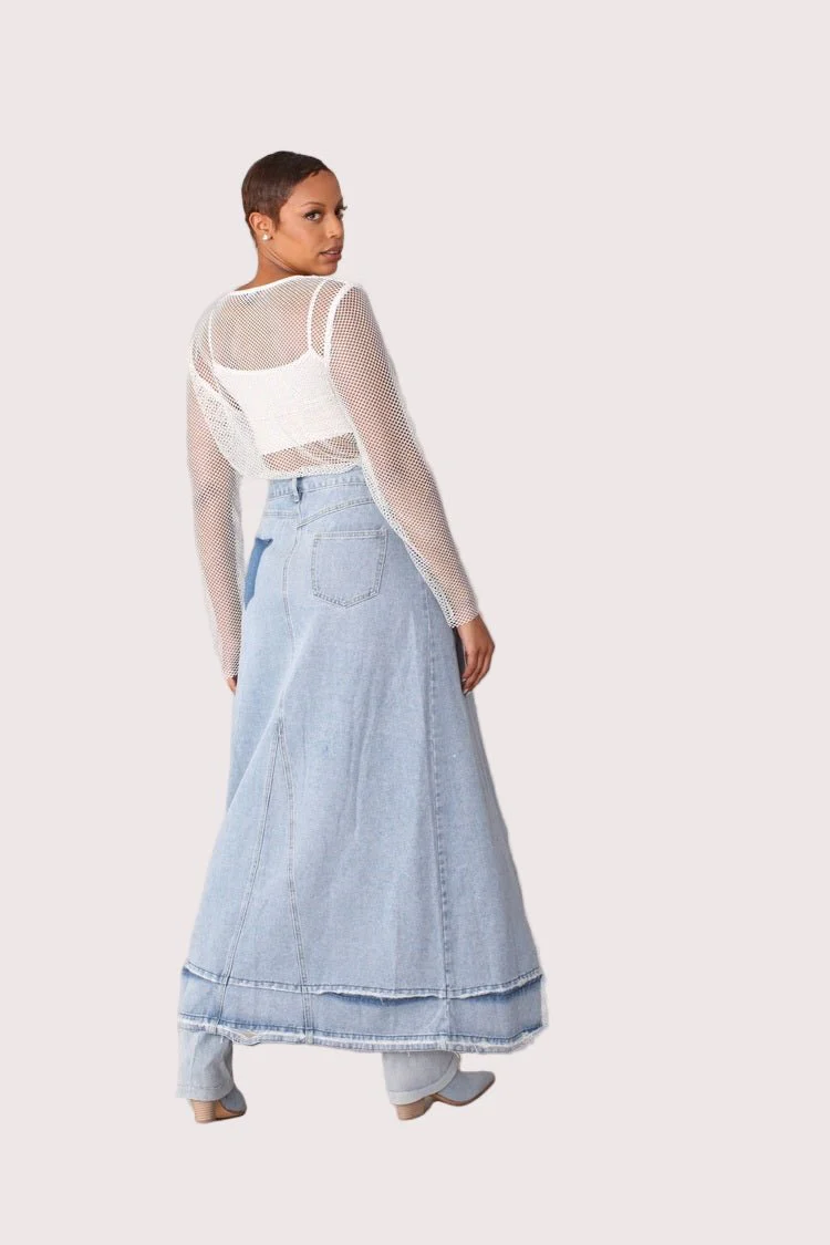 Long Denim Skirt- 82309 - Image 5