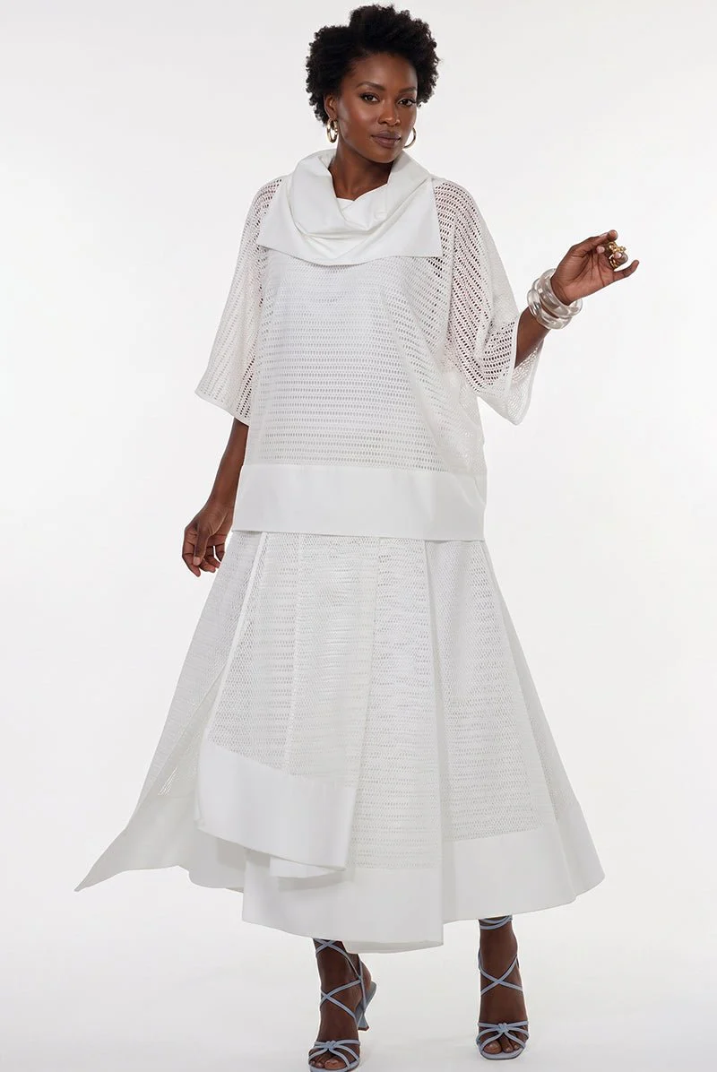 Mesh Cowl Neck Skirt Set by Love The Queen