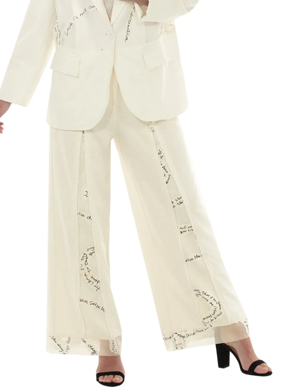 Zip Front Script Panel Wide Leg Pants by Love The Queen - Image 3
