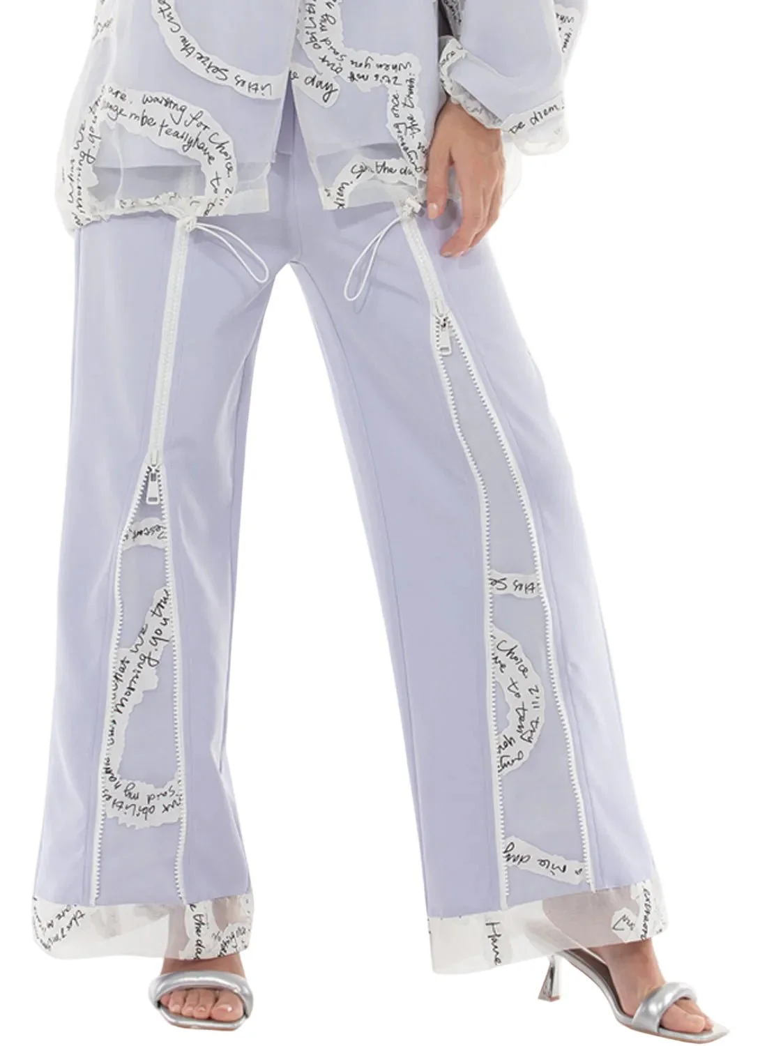 Zip Front Script Panel Wide Leg Pants by Love The Queen - Image 5