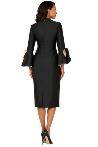 Luxe Twill Dress with Contrast Cascade Ruffles - Image 2