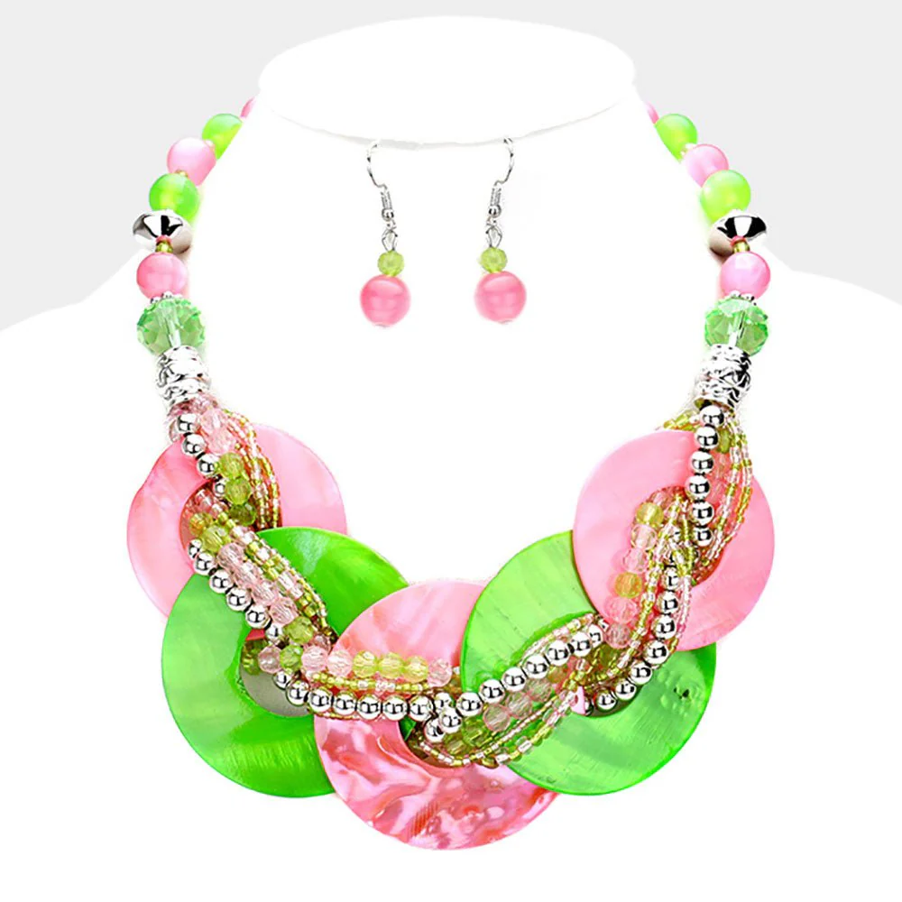 Marbled Round Link Necklace