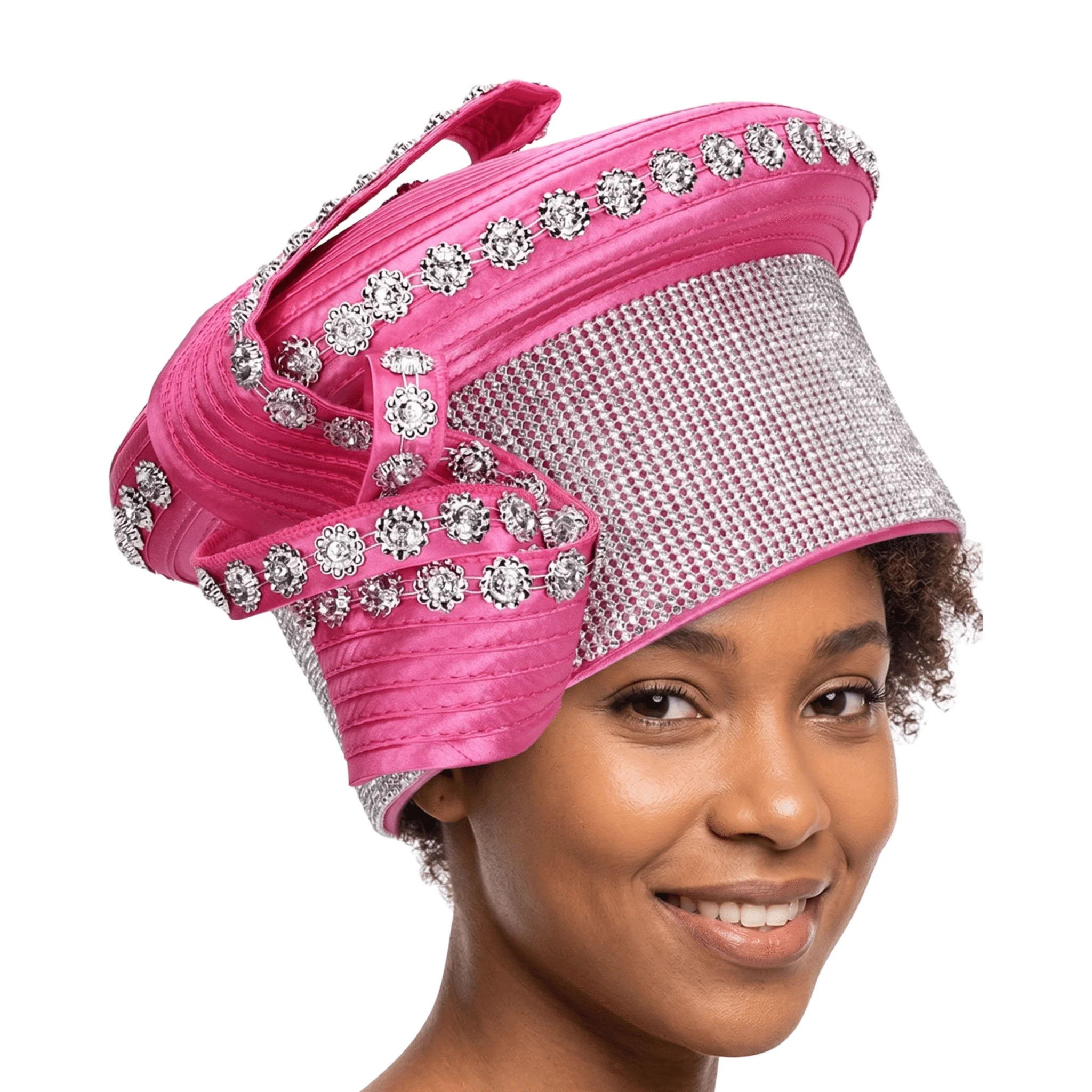 Massive Stoned Pillbox Hat w/ Flwr Stone Strip - Image 2