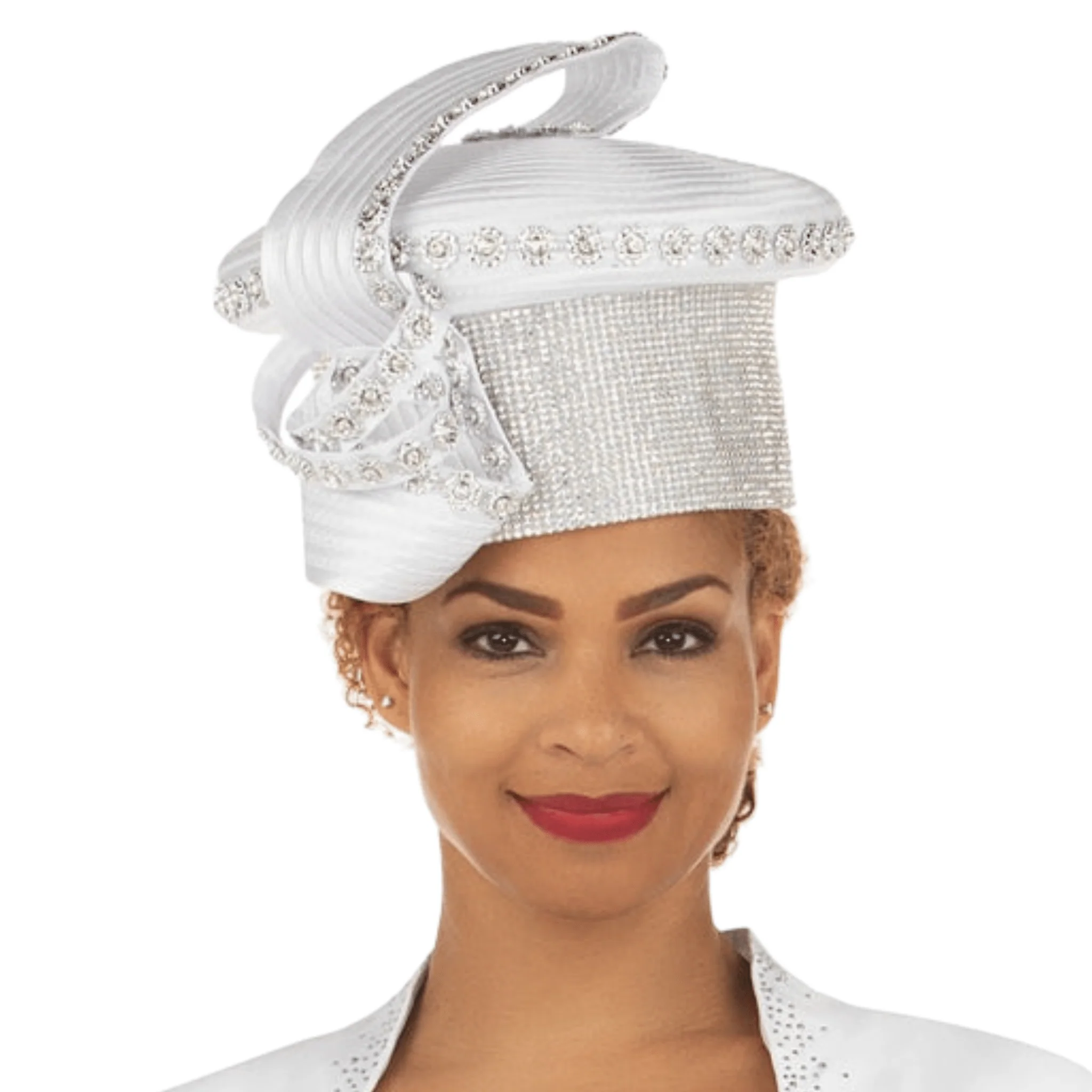 Massive Stoned Pillbox Hat w/ Flwr Stone Strip - Image 3