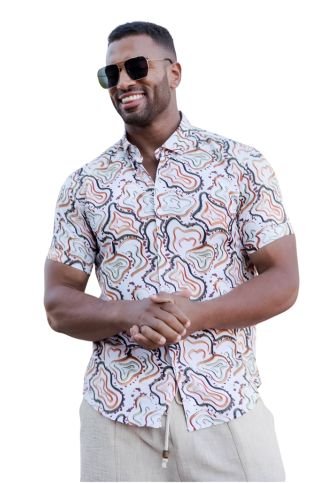 Men’s Multi Abstract Short Sleeve Stretch Shirt