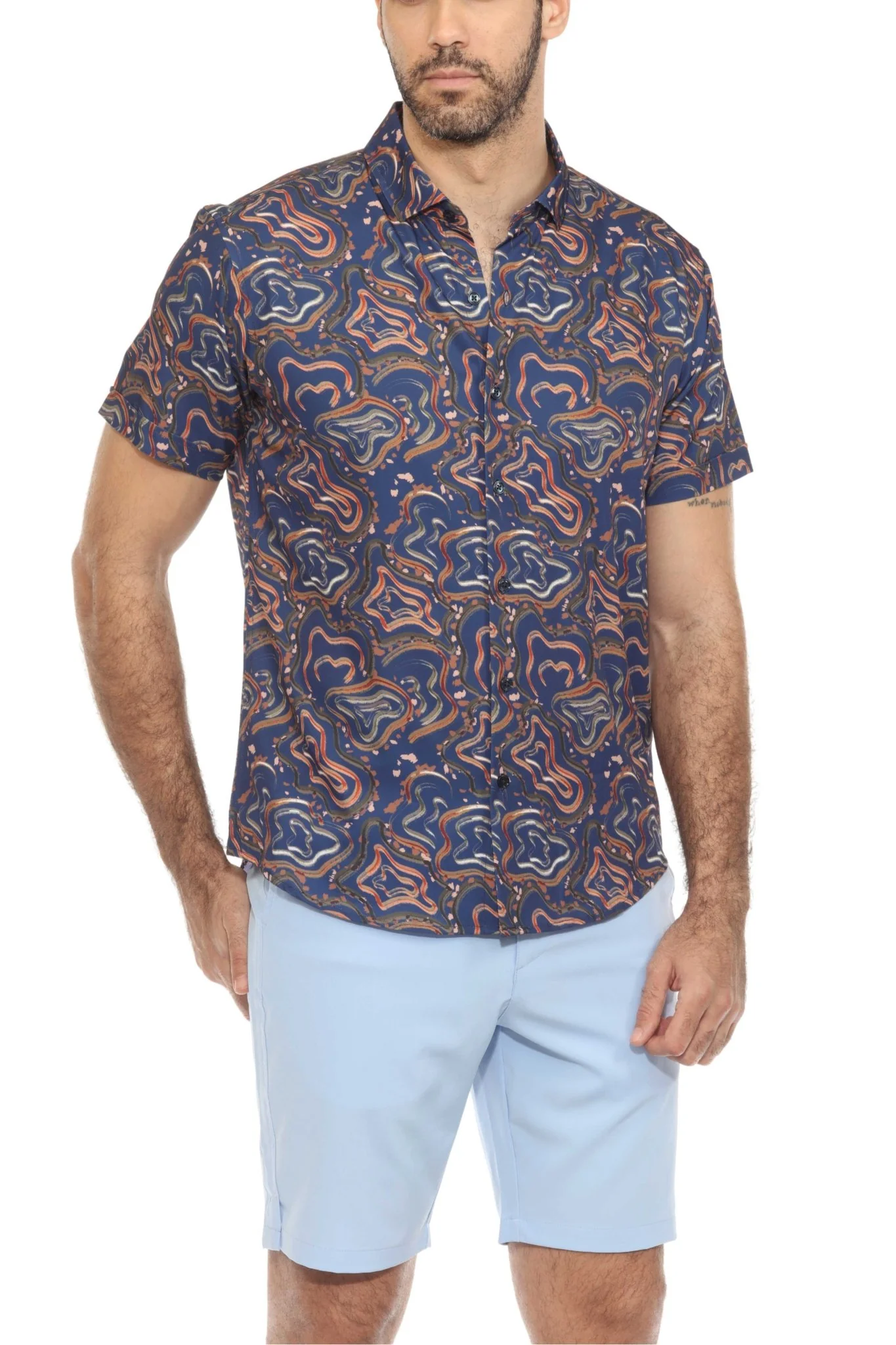 Men’s Radiant Abstract Short Sleeve Stretch Shirt - Image 10
