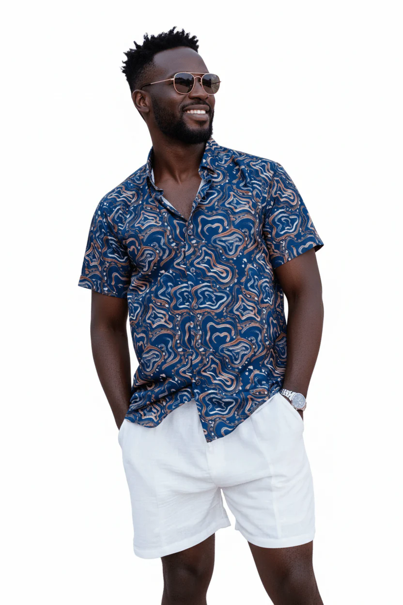 Men’s Radiant Abstract Short Sleeve Stretch Shirt - Image 3