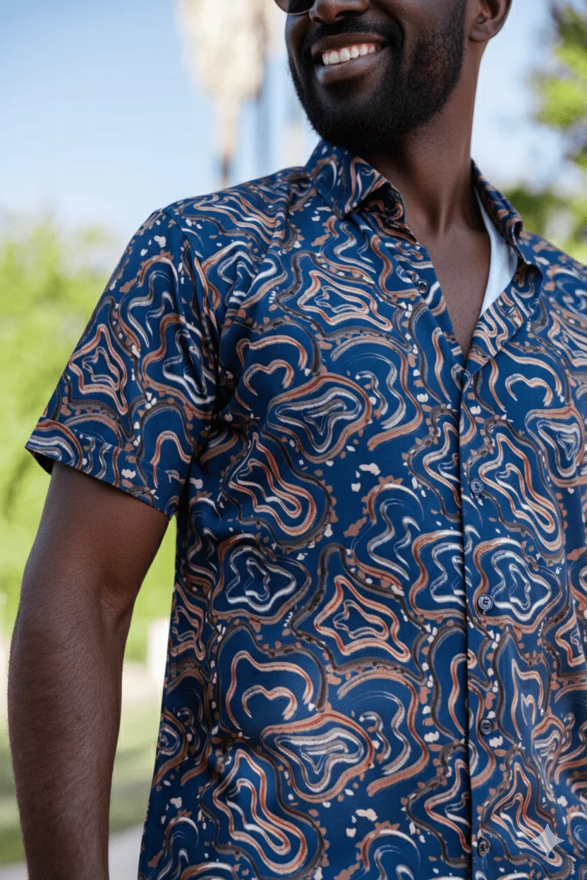 Men’s Radiant Abstract Short Sleeve Stretch Shirt - Image 4