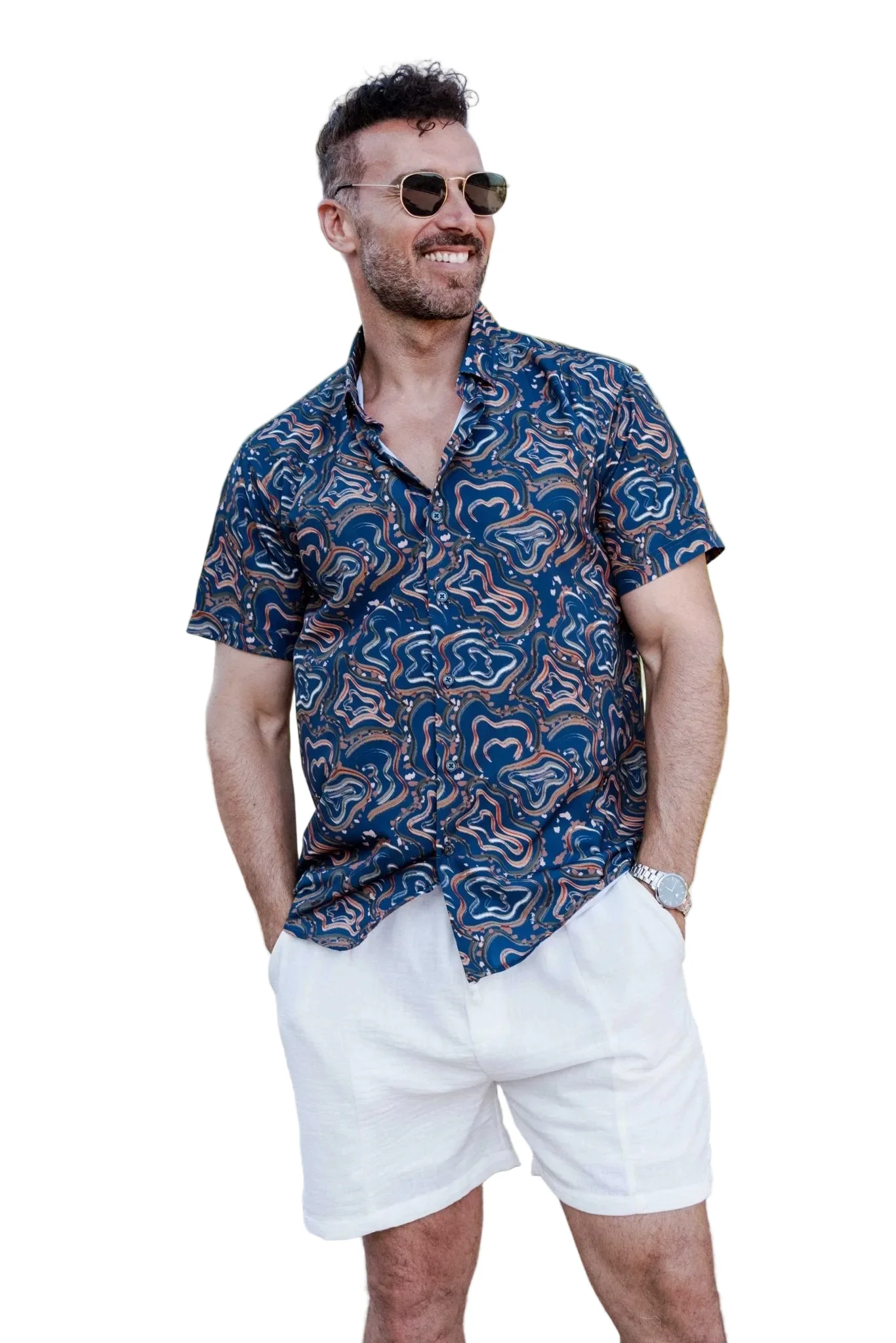 Men’s Radiant Abstract Short Sleeve Stretch Shirt - Image 5