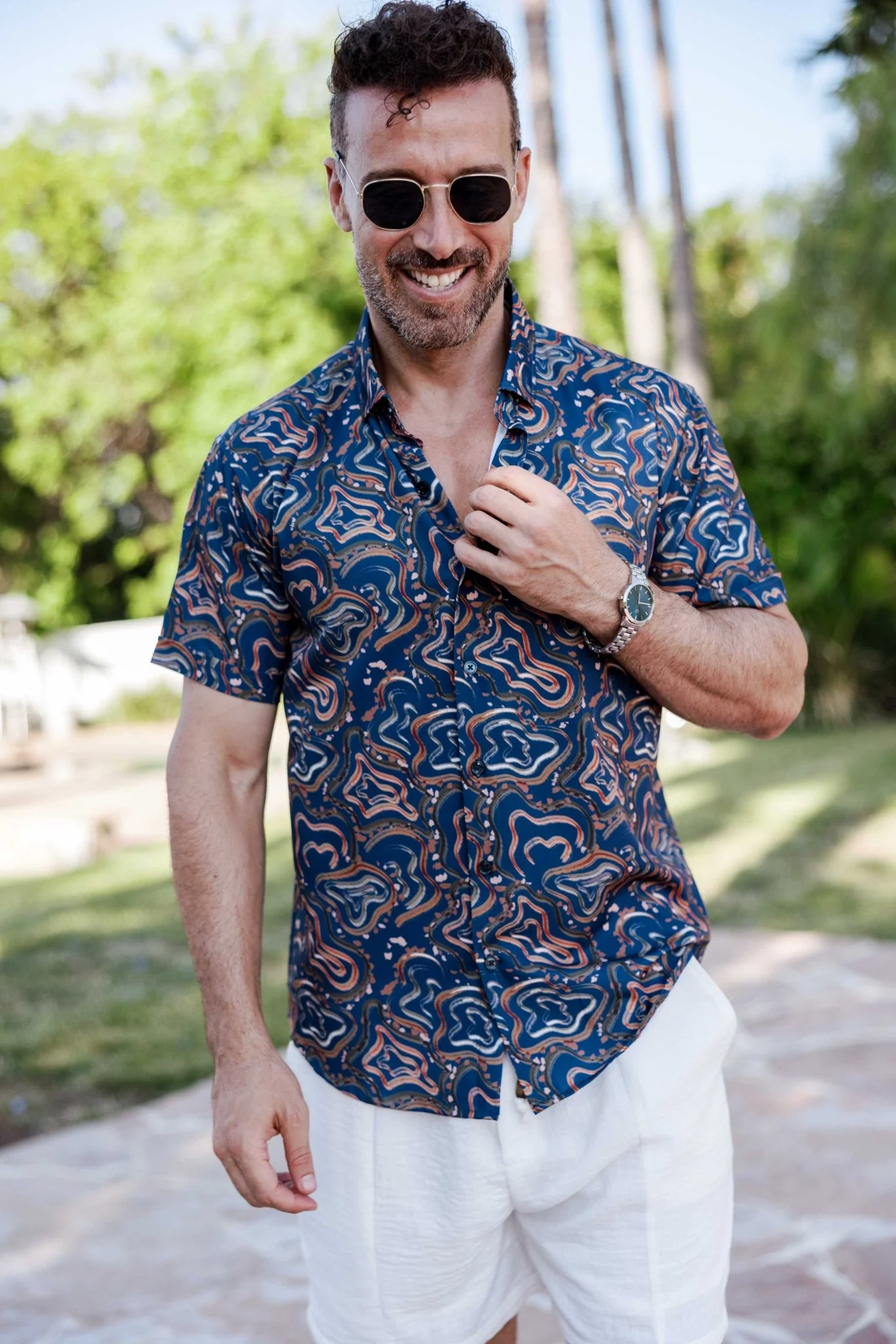 Men’s Radiant Abstract Short Sleeve Stretch Shirt - Image 7