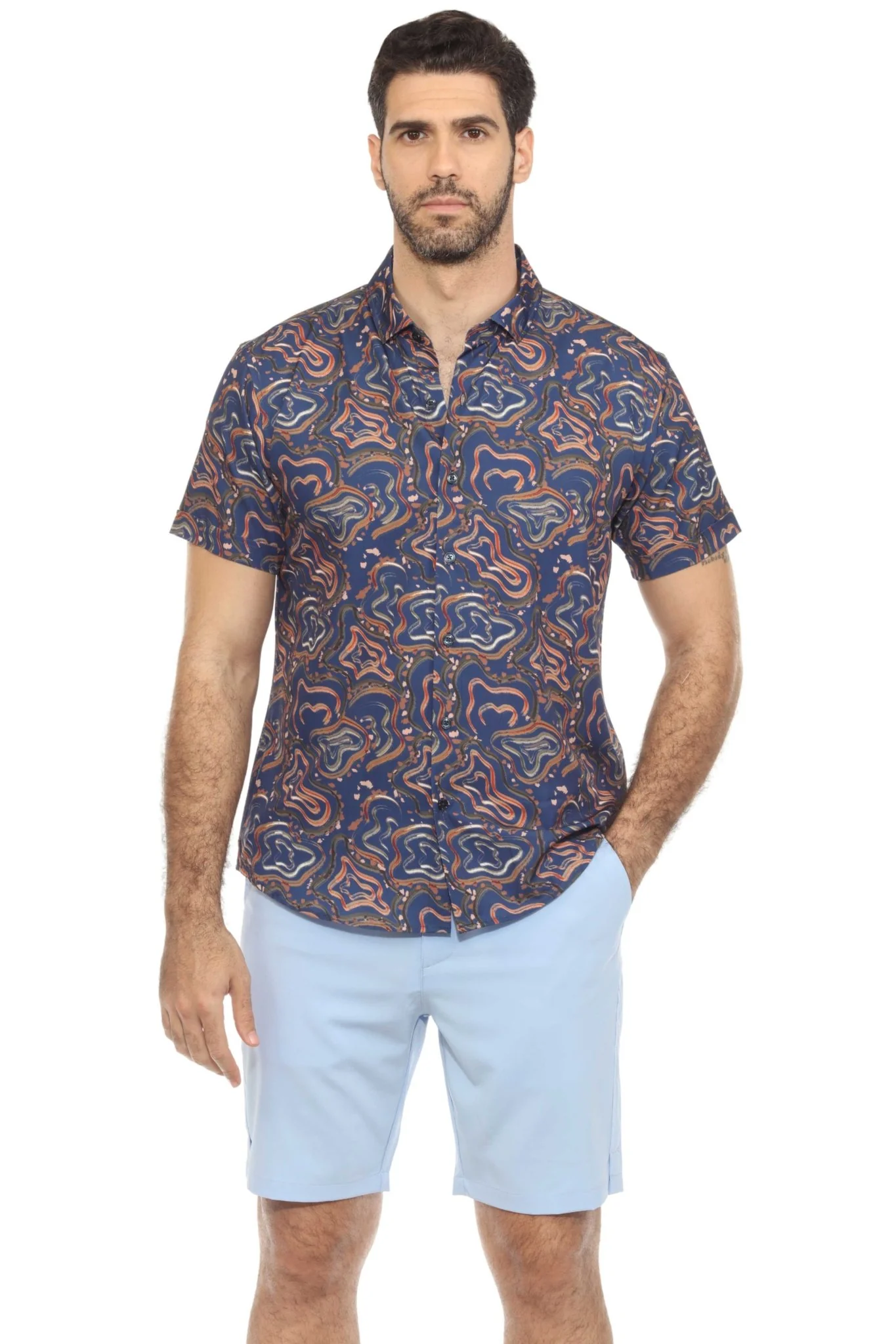 Men’s Radiant Abstract Short Sleeve Stretch Shirt - Image 9