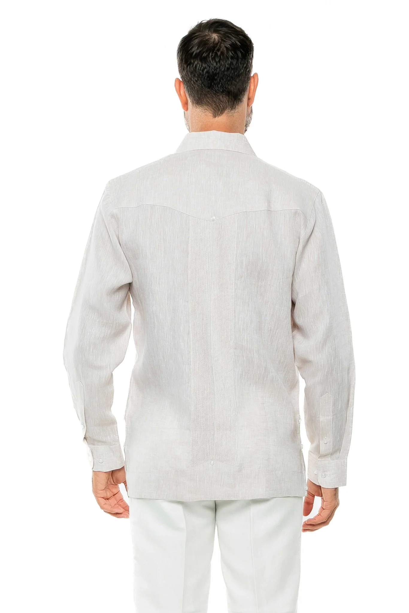 Men's 100% Linen Two-Pocket Design Guayabera Shirt Long Sleeve - Image 32