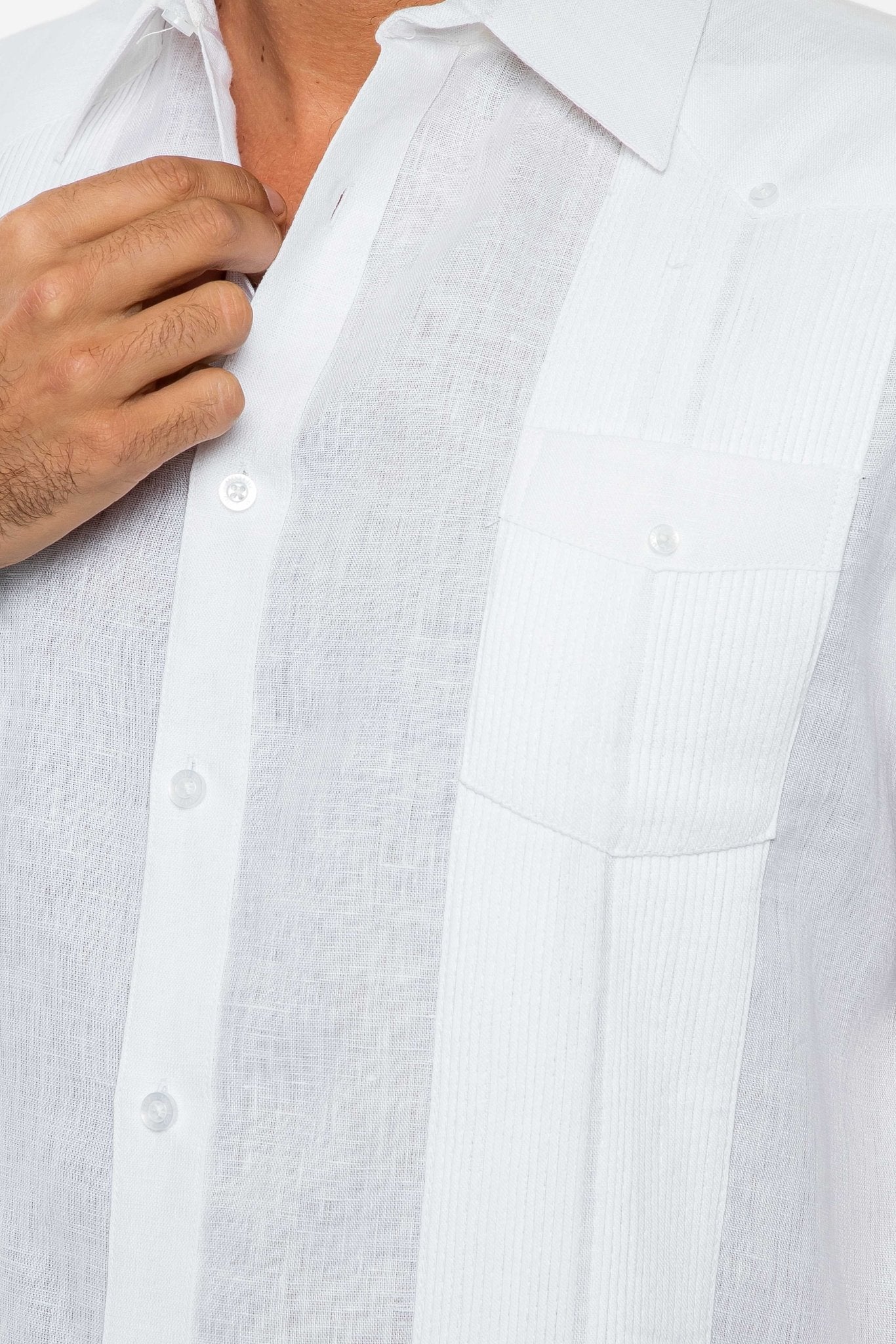 Men's 100% Linen Two-Pocket Design Guayabera Shirt Long Sleeve - Image 47