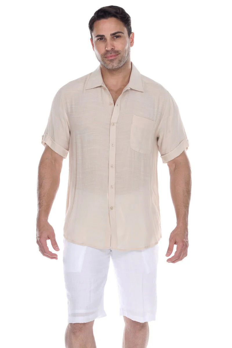 Men's Beach Casual Short Sleeve Button Down Shirt - Image 5