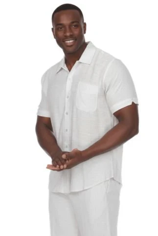 Men's Beachwear Henley Lace Up Shirt Short Sleeve - Image 2