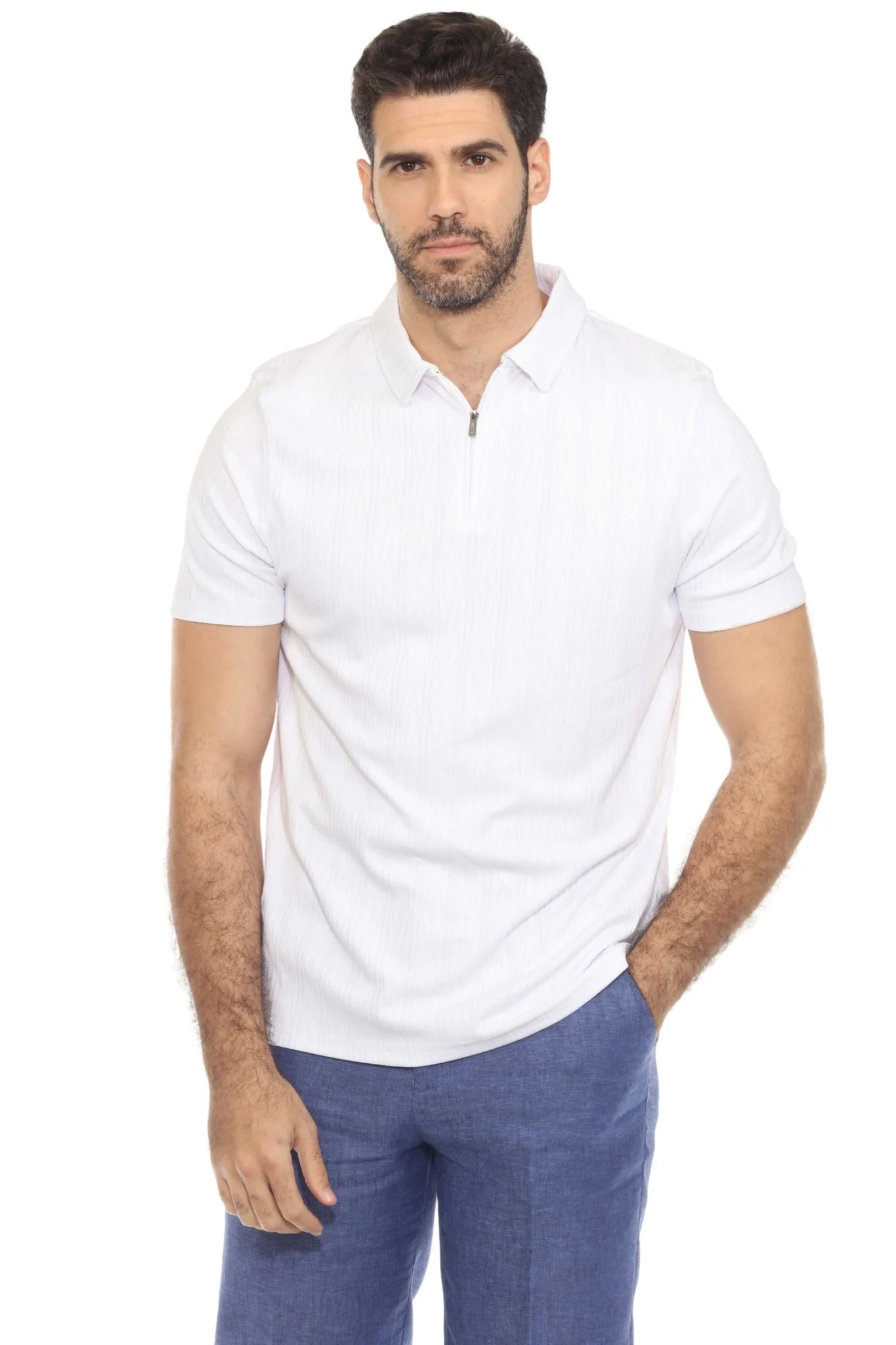 Men's Premium Stylish Polo Shirt with Modern Textured Pattern and Zipper Neckline - Image 15