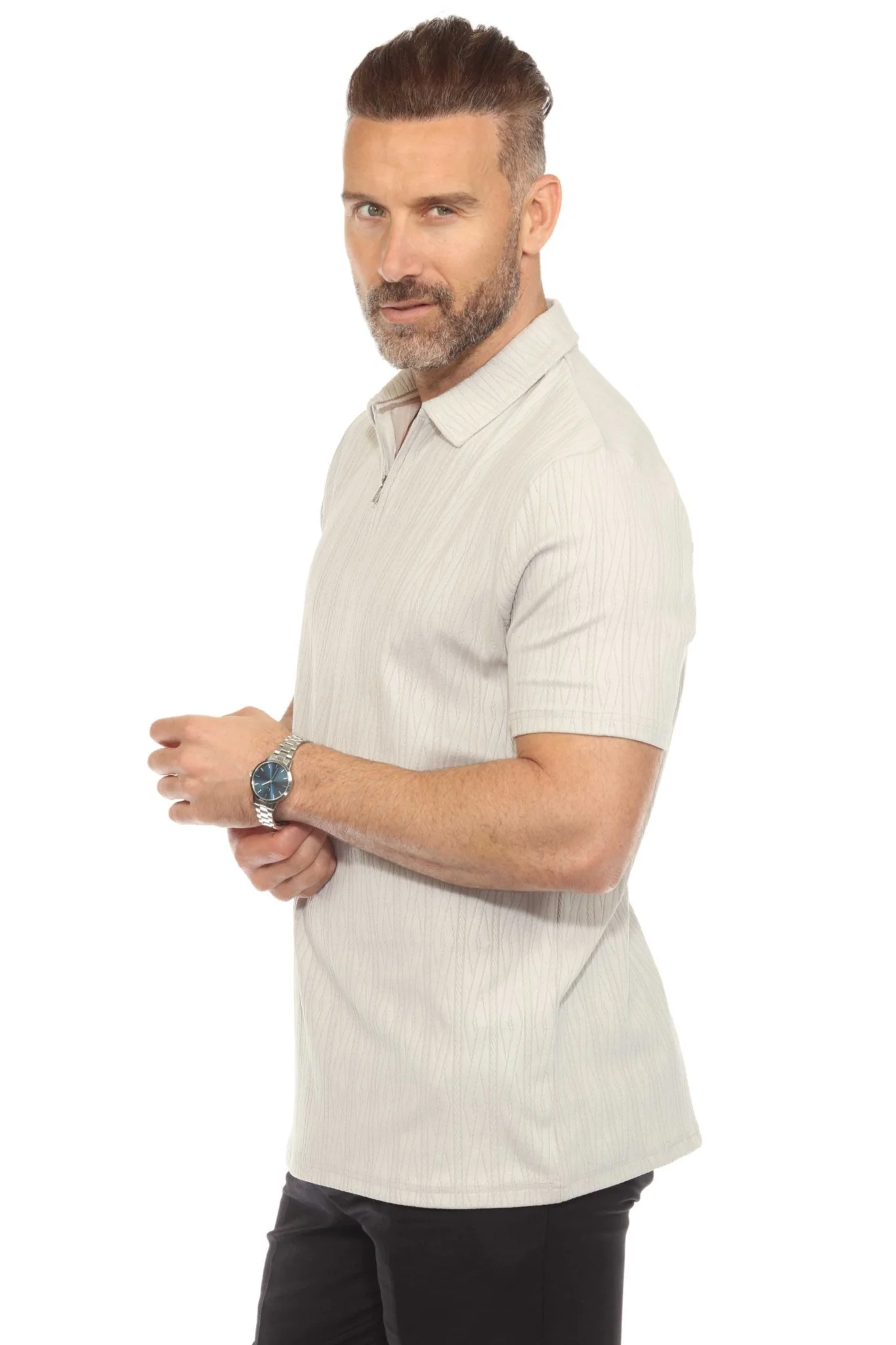 Men's Premium Stylish Polo Shirt with Modern Textured Pattern and Zipper Neckline - Image 20