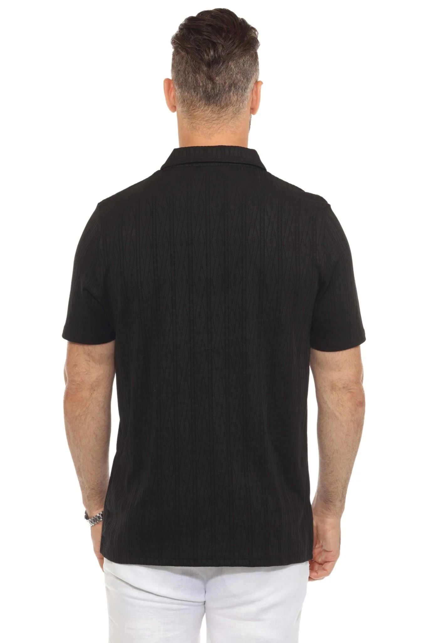 Men's Premium Stylish Polo Shirt with Modern Textured Pattern and Zipper Neckline - Image 25