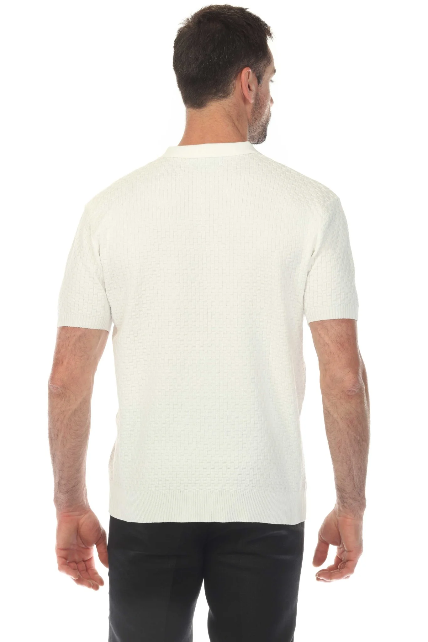 Men's Stylish Premium Knit Textured Polo Shirt with Stripe Accents - Image 10
