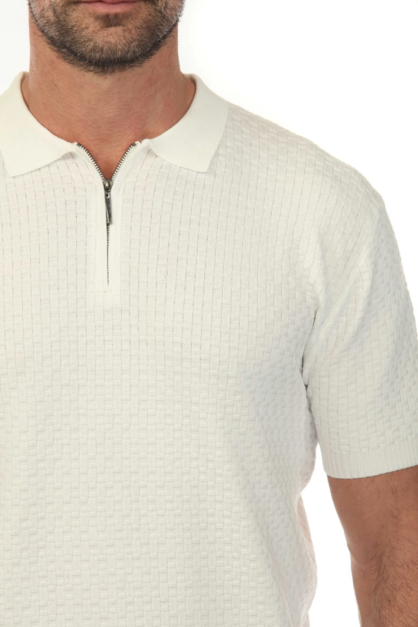 Men's Stylish Premium Knit Textured Polo Shirt with Stripe Accents - Image 12
