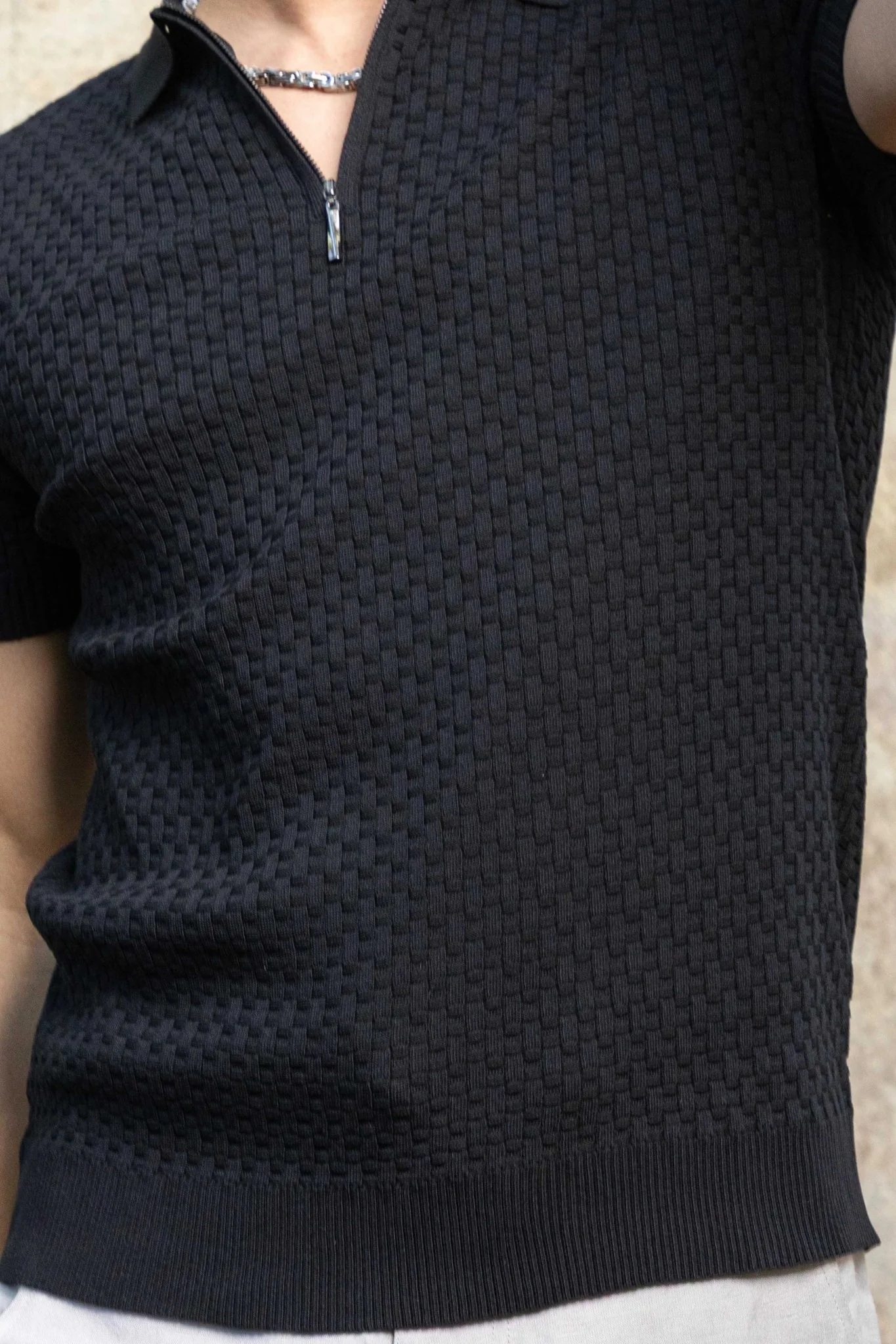 Men's Stylish Premium Knit Textured Polo Shirt with Stripe Accents - Image 14