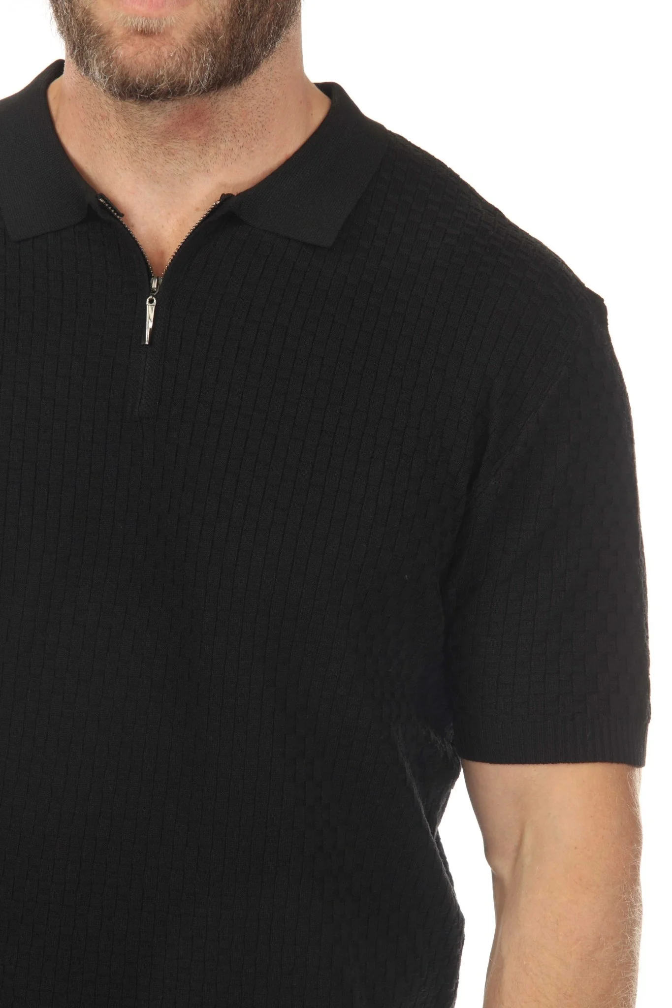 Men's Stylish Premium Knit Textured Polo Shirt with Stripe Accents - Image 19