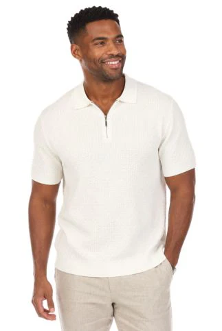Men's Stylish Premium Knit Textured Polo Shirt with Stripe Accents - Image 3