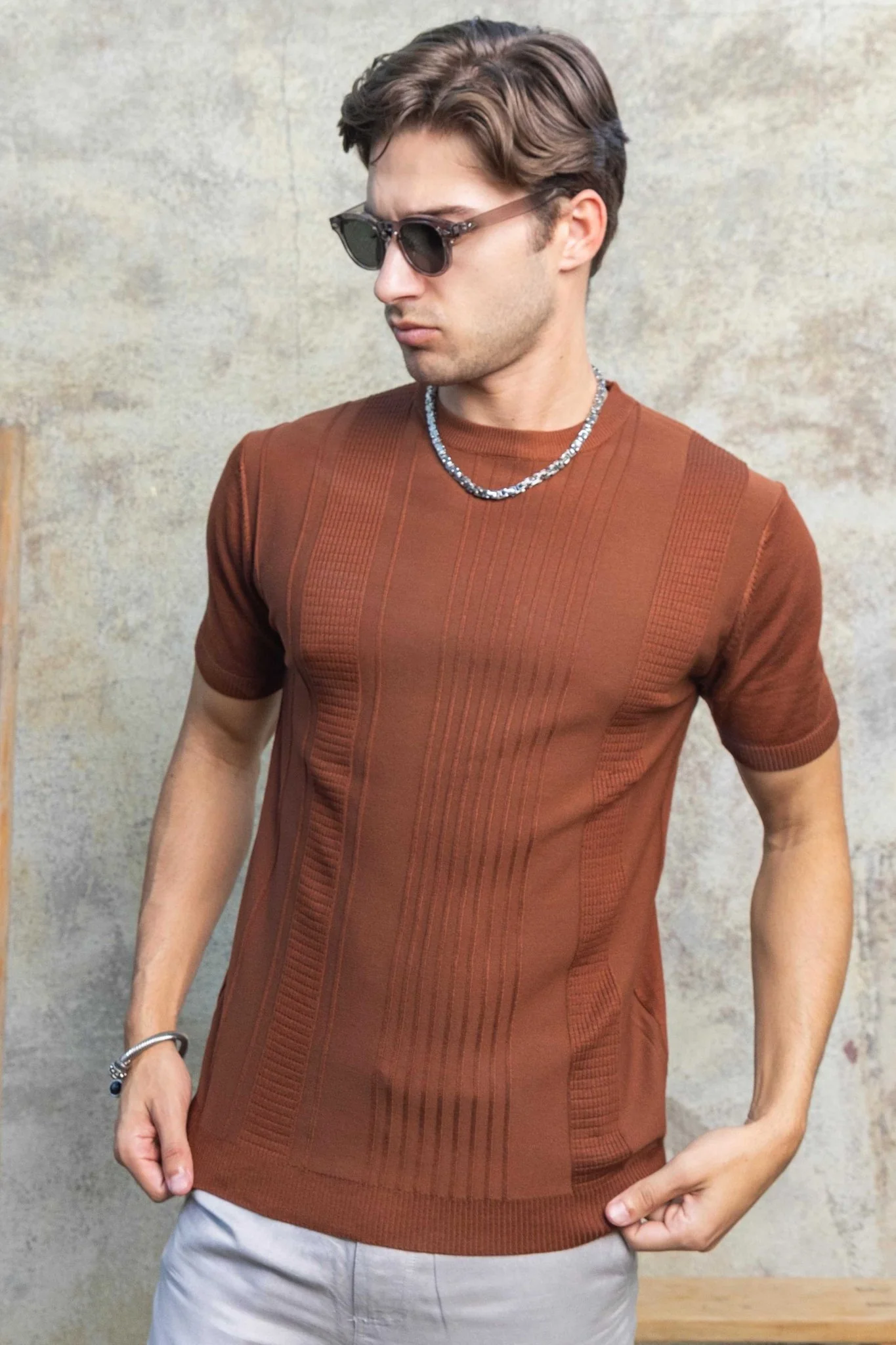 Men's Stylish Premium Knit Textured T-Shirt - Image 18