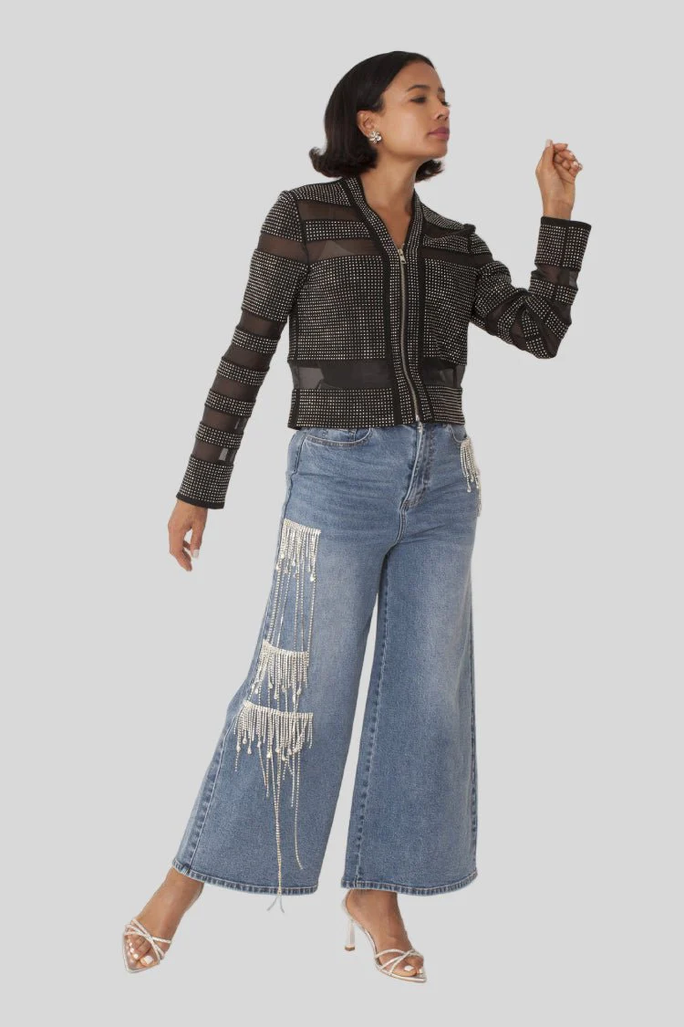 Mesh Rhinestones Jacket -82524 - Image 2