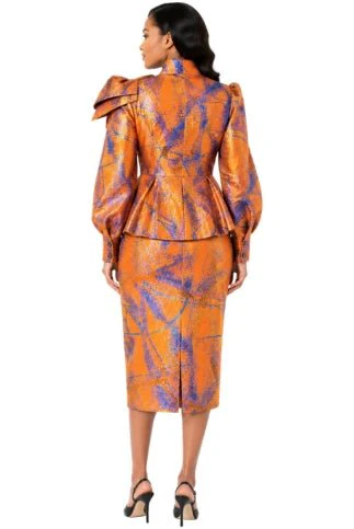 Metallic Abstract Peplum Skirt Suit - 9851 - Image 2