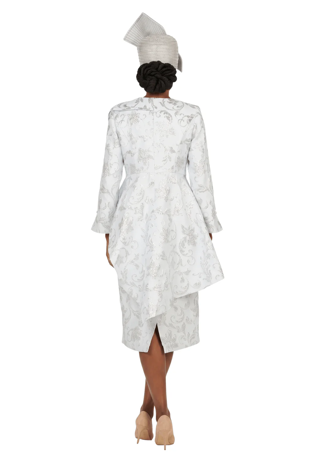 Metallic Brocade 2pc Skirt Suit w/ Asym Jkt - Plus - Image 2