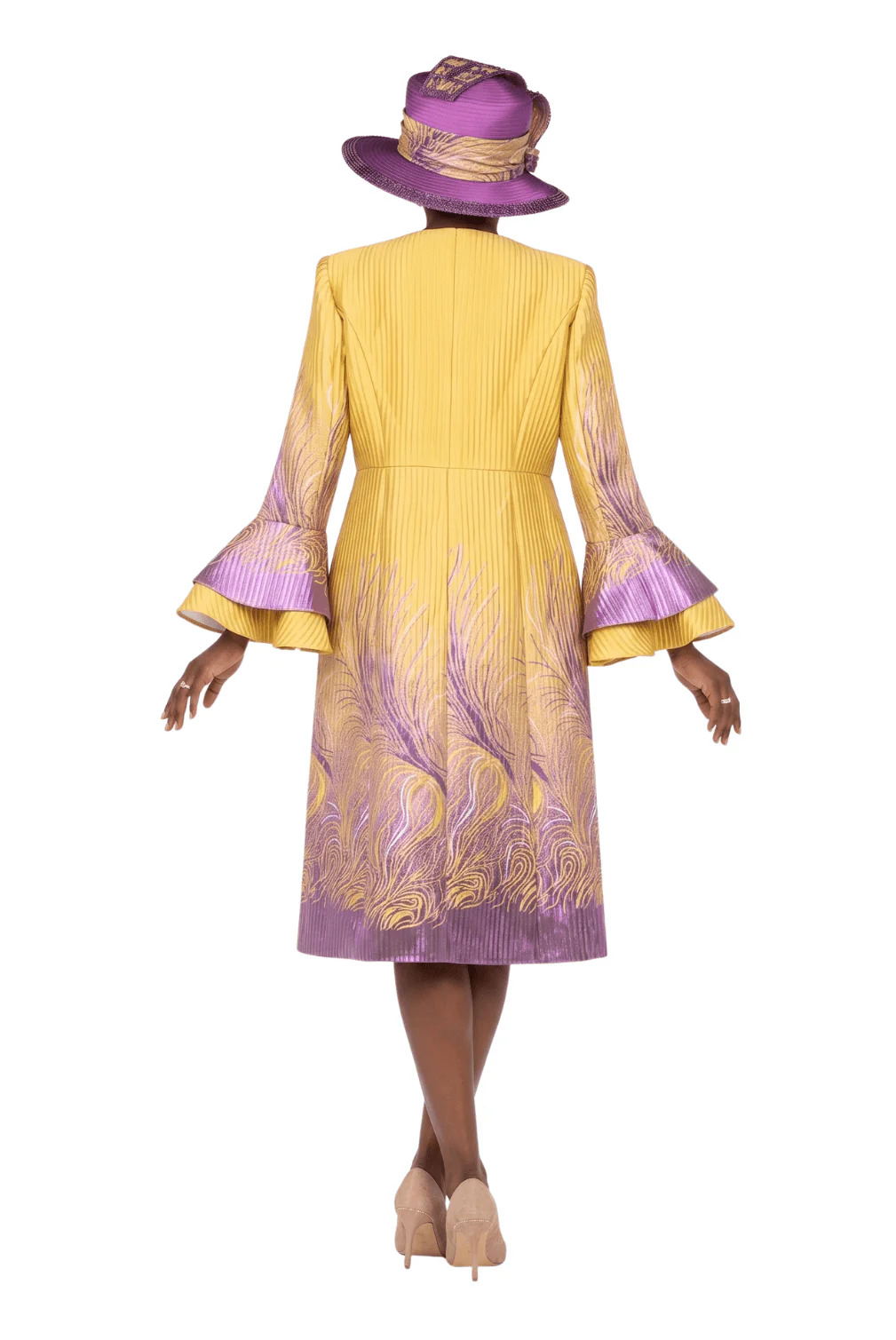 Metallic Ombre 2pc Dress&Long Coat Set - Image 3