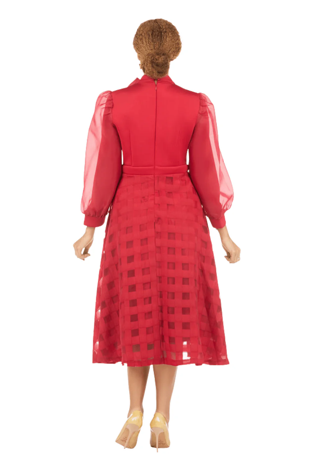 Mock Nk Plaid Organza A-line Drs w/ Bow - Image 3