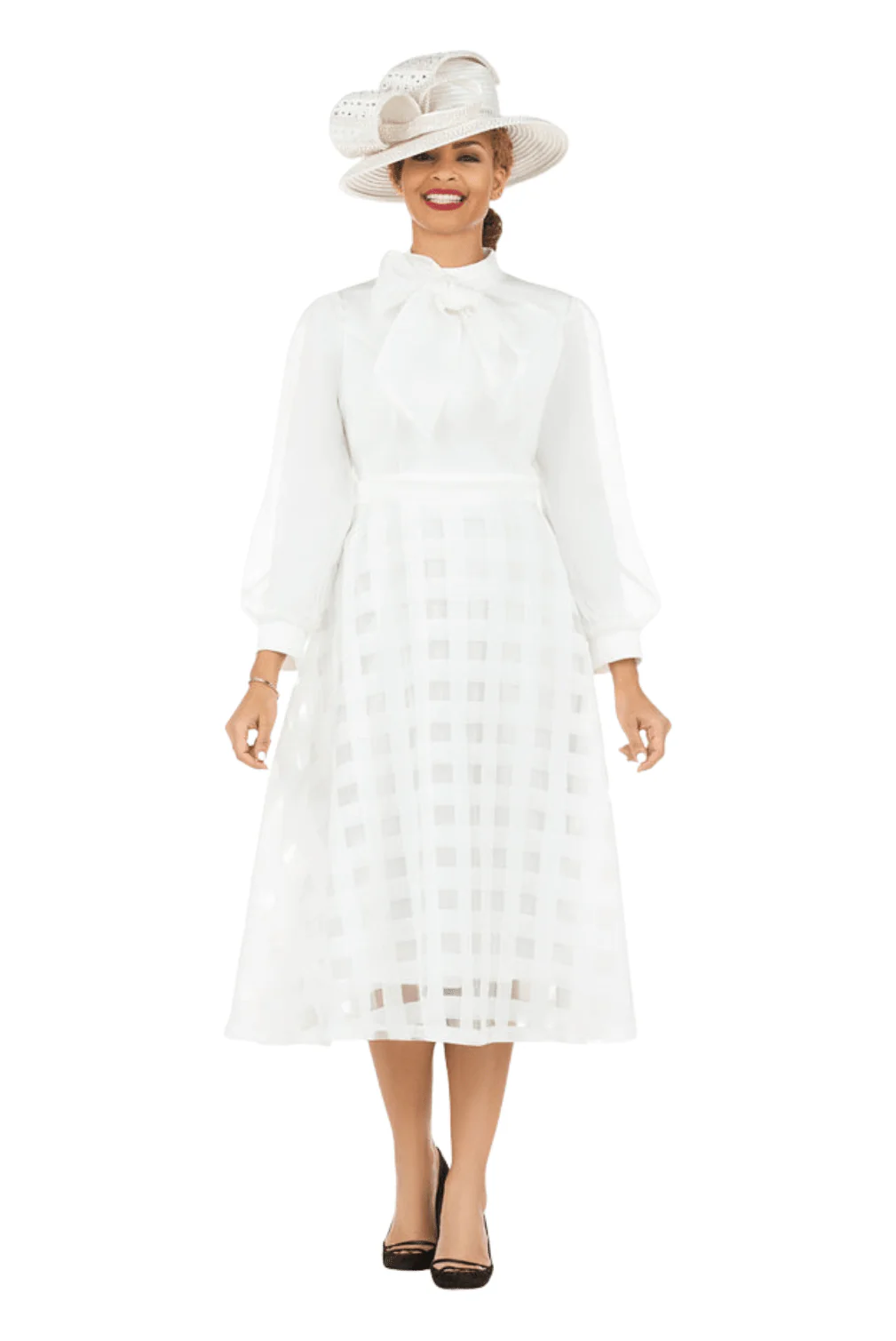 Mock Nk Plaid Organza A-line Drs w/ Bow - Image 4