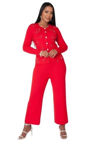 Modern 3-Piece Knit Set with Rhinestone Detail - 82896